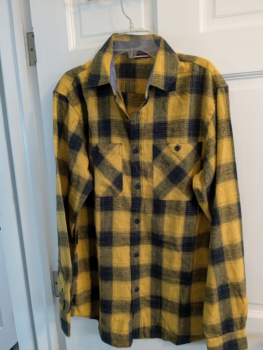 Source Unknown Yellow and Black Plaid Button-Down Shirt